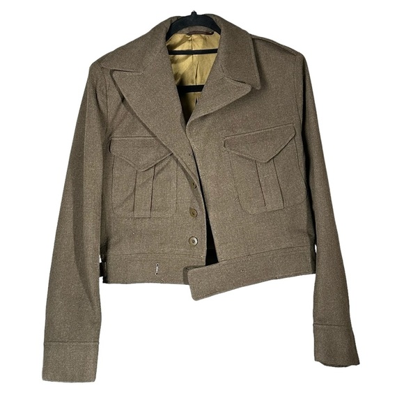 1950s Miller Gabbe Limited Medium Women's Military Jacket Vintage 50s Army Wool - Picture 3 of 15
